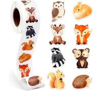 Pegatinas Redondas de Animales - 500pcs Recompensa Para Niños, Rollo de Stickers Infantiles