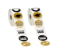 Pegatinas Redondas de Graduación Autoadhesivas Papel, 2 Rollos, 25mm | 8 Diseños Variados, para Fiestas Escolares y Envolver Dulces, Adecuado para Cuadernos y Recuerdos de Evento