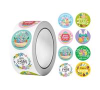Pegatinas redondas de huevos de Pascua de conejo, pegatinas de álbumes de recortes, pegatinas de vacaciones, impresión transparente, sello de sobres para cumpleaños, Halloween, Pascua