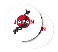 Pegatinas redondas de vinilo (juego de 2) de 10 cm, mapa de la bandera de Japón, viajes japoneses para portátiles, tabletas, equipaje, reserva de recortes, neveras #58783