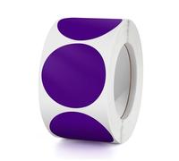 Pegatinas Redondas Moradas De 1,5 Pulgadas, Pegatinas Circulares De Vinilo De Puntos De Colores, Resistentes Al Agua, Rollo Extraíble De 500 Unidades.