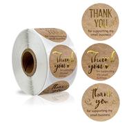 Pegatinas redondas para hornear, con texto en inglés "Kraft Thank You for Supporting My Small Business por rollo, 500 unidades por rollo, pegatinas de regalo autoadhesivas