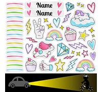 Pegatinas reflectantes para bicicleta con nombre. 51 Etiquetas de vinilo reflectante adhesivo personalizadas con dibujos infantiles para bicicleta, patinetes, cascos y accesorios de niños