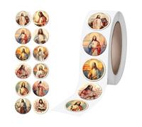 Pegatinas religiosas autoadhesivas, resistentes a la decoloración, pegatinas cristianas de rollo de Jesús, 0,98 x 0,98 pulgadas, pegatinas decorativas para pared, portátil, ordenador, teléfono