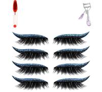 Pegatinas reutilizables 2 en 1 for sombras de ojos y pestañas: parches de maquillaje impermeables for un look instantáneo, 4 pares autoadhesivos, sin necesidad de pegamento.(Blue4pairs)