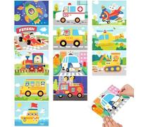 Pegatinas Reutilizables 3D - Set de Manualidades Vehículos con 12 Modelos de Coches, Aviones y Trenes, 18x12 cm, Juego Creativo para Fiestas y Actividades