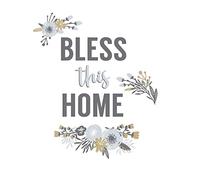 Pegatinas reutilizables con mensaje "Bless This Home Floral".