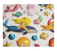 Pegatinas reutilizables - Espuma - Sirena - Glitter
