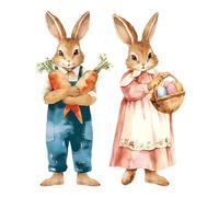 Pegatinas reutilizables para ventana de Pascua - Pegatinas de arte vintage de huevo de conejo de conejo, juego de decoración navideña de temporada, acentos de presentación de fiesta de primavera