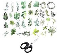 Pegatinas Scrapbooking Plantas Stickers Para Washi Sticker 18 Hojas Pegatinas Adhesivas con Tijeras para Creación Álbum DIY Cuaderno Calendario Manualidad Colección