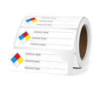 Pegatinas SDS/MSDS para datos de seguridad química, identificador químico común HMIG, etiquetas de escritura GHS, 250 unidades