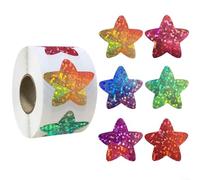 Pegatinas Self Star 500 unidades por rollo para recompensas infantiles, decoración de patrón espacial, perfectas para manualidades y proyectos educativos (D)
