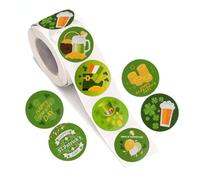 Pegatinas Shamrock Statl Patrick's Day Sticker Irish Shamrock Clover Pegatina Green Lucky Pegatina para suministros de fiesta 1 Roll