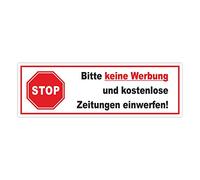 Pegatinas Stop por favor no publicidad y periódicos einwerfen! I Contra reclamaciones en el buzón I resistente a la intemperie, 150 x 49 mm, Rot Weiß Schwarz, 1