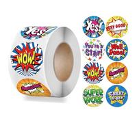 Pegatinas Super Heroe,Etiquetas Adhesivas Rollo Super Heroe 500 Piezas Etiqueta Autoadhesiva de Forma Animal Super Heroe Reward Sticker para Niños Regalo Fiesta Decoración