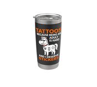 Pegatinas Tattoos Because Being An Adult Is Hard I Merece Vaso térmico de acero inoxidable de doble pared