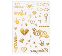 Pegatinas Temporales con Superficie Metal Brillante Día de San Valentín Arte de Labios Impermeable Seguro para Niños y Adultos Decoración del Cuerpo Día de San Valentín Amor Corazón