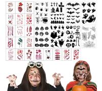 Pegatinas temporales de Halloween, tatuajes de cicatrices, tatuajes de carnaval, pegatinas de terror impermeable, tatuajes faciales, pegatinas de Halloween, cosplay