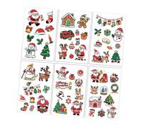 Pegatinas Temporales Navideñas para Cuerpo y Cara - 6 Hojas con Diseños de Papá Noel, Muñeco de Nieve y Renos - Fácil Aplicación y Remoción