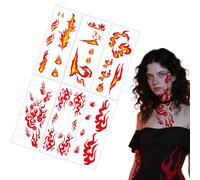 Pegatinas Temporales Realistas - 6 Láminas Duraderas con Diseños Realistas,Pegatinas Con Llamas Para El Cuerpo Y Decoraciones De | Ideales Para Ninos Adolescentes s Halloween Cumpleanos Y Fogatas