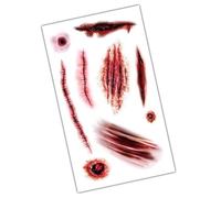 Pegatinas Terror Halloween - 11/30 Hojas Tatuajes Cicatrices Sangre Falsa | Simulación Maquillaje Corporal | Calcomanías Rostro Herida Impermeables 13.8x7.9cm para Cosplay Mascarada