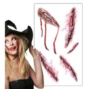 Pegatinas Terror Halloween - 11/30 Hojas Tatuajes Cicatrices Sangre Falsa | Simulación Maquillaje Corporal | Calcomanías Rostro Herida Impermeables 13.8x7.9cm para Cosplay Mascarada