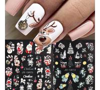 Pegatinas Uñas Navidad, 5pcs Decoración Uñas Navidad, Pegatinas 3d Uñas, Pegatinas de Uñas Autoadhesivas, Nail Art Stickers, Lindos Accesorios para Decoración de Uñas Navideñas de Invierno