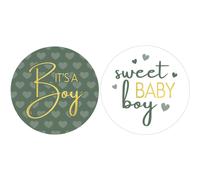 Pegatinas verdes para baby shower It's a Boy, Greenery Sweet Baby Boy, etiquetas redondas para bolsas de regalos de 1,75 pulgadas, 40 unidades
