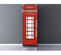 Pegatinas Vinilo para Frigorífico Cabina telefonos Londres | Varias Medidas 185x60cm | Adhesivo Resistente y de Fácil Aplicación | Pegatina Adhesiva Decorativa de Diseño Elegante