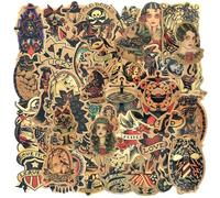 Pegatinas vintage, diseño retro de chica marinera, paquete de 50 pegatinas de vinilo impermeables para botellas de agua, ordenadores portátiles, coches, petradores, monopatines