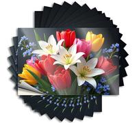 Pegatinas y calcomanías para coche, ramo de primavera colorido con tulipanes y lirios, 10 calcomanías divertidas para decoración de cueva de hombre y accesorios (8 x 12 cm)