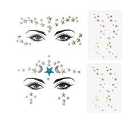 Pegatizas De 2 Estrellas, Pegatinas De Tatuaje De 4 Estrellas, Pegatinas Para La Cara De Personalidad De Las Mujeres, Decoración De La Cara De Mascarada.