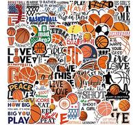 Pegatizas De Baloncesto Conjunto De 50 Piezas Pegatinas De Pelota Deportivas Pack Decalas De Vinilo para Botellas De Agua Bike De Álbumes De Recortes para Niños para Niños Amantes del Baloncesto
