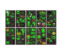 Pegatizas de Halloween para niños | Calcomanía de cuerpo brillante, lindos diseños de brillo | 10x truco o trato tatuajes falsos | Fiesta de la fiesta de chicas chicas, paquete de accesorios de vestua