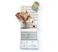 Pegboard - Kit de combinación con estante y ganchos sin perforaciones para garaje, cocina, sala de estar, baño, oficina, 55,88 x 28 cm, organizador de pared de tablero (blanco, 2)