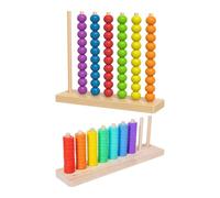 Pegciuho 2 Juegos Color Stacking Beads Bloques Apilables Madera Juguete Sensorial Infantil Reconocimiento Colores Juego Matemático Adecuado para Enseñanza, Style a