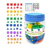 Pegciuho 60 Piezas de Sólidos Geométricos 3D, Juguetes Educativos, Ayudantes de Matemáticas, Juego de Bloques de Formas Geométricas Light Geometry Beginnings P