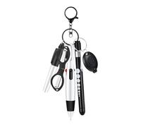 Pegciuho Bolígrafo de Enfermera Set Portabilígrafo Identificador Pinza Tijeras Plegables Llavero Luz Led Herramienta Práctica Adecuado para Centros de Salud, Negro