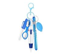 Pegciuho Bolígrafo de Enfermera Set Portabilígrafo Identificador Pinza Tijeras Plegables Llavero Luz Led Herramienta Práctica Adecuado para Centros de Salud, Azul