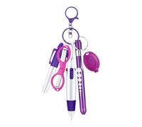 Pegciuho Bolígrafo de Enfermera Set Portabilígrafo Identificador Pinza Tijeras Plegables Llavero Luz Led Herramienta Práctica Adecuado para Centros de Salud, Violeta