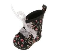 Pegciuho Botas Negras con Cordones Y Estampado Floral para Muñecas My Life de 18 Pulgadas.