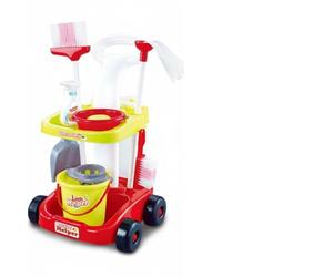 Pegciuho Carrito de Limpieza Infantil Juguete Educativo con Herramientas Realistas para Imitar Tareas Domésticas Favorece Interacción Social Adecuado para Niños Pequeños y Guardería , 66733 Rojo JGO