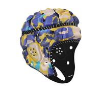 Pegciuho Casco de Rugby, Casco de Fútbol Americano, Acolchado Suave, Equipamiento para Scrum, Protección Ligera para La Cabeza de Los Niños, Ideal para Entrena, Azul Amarillo