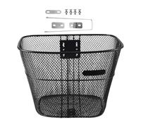 Pegciuho Cesta Delantera para Bicicleta, Cesta de Almacenamiento para Bicicleta, Cesta de Carga de Alambre Metálico para Compras, Bicicleta Plegable, M with Long Brace