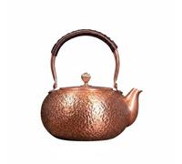 Pegciuho Household Boiling Vessel Tetera de Cobre Puro Mango Tejido Cómodo Controlada Mejora el Proceso de Infusión con Liberación de Adecuada para Reun, 1800ML, Martillado