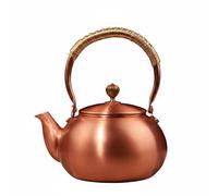Pegciuho Household Boiling Vessel Tetera de Cobre Puro Mango Tejido Cómodo Controlada Mejora el Proceso de Infusión con Liberación de Adecuada para Reun, 1200ML, Liso