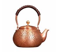 Pegciuho Household Boiling Vessel Tetera de Cobre Puro Mango Tejido Cómodo Controlada Mejora el Proceso de Infusión con Liberación de Adecuada para Reun, 1200ML, Martillado