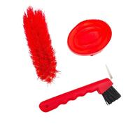 Pegciuho Kit de Aseo para Caballos de 3 Piezas: Juego de Cepillos para Arreos de Caballo, Cepillo para Cascos Y Peine para de Pelo, Rojo