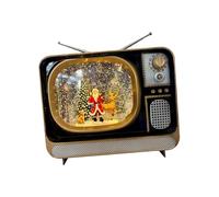 Pegciuho Lámpara Noche Linterna Globo Nieve Caja Música Diseño Televisión con Brillo Giratorio Iluminación USB Material PVC Adecuada para Regalo Ambiente, Pequeño Ciervo de Santa