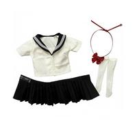Pegciuho Mujer Ropa Marinera Escolar Figura Acción Incluye Top Falda Plisada Calcetas Lazo Accesorio Confeccionado para Exposición Escena Escolar Coleccionismo Decoración de Juguetes, Negro
